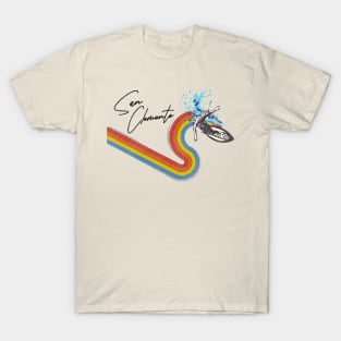 Retro 70s/80s Style Rainbow Surfing Wave San Clemente T-Shirt